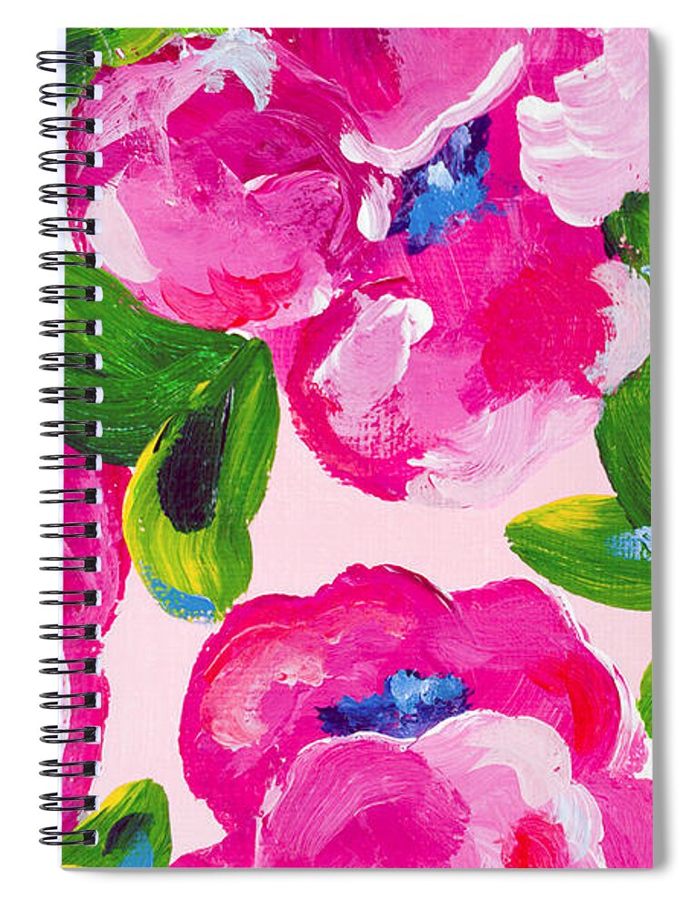 Abstract Flowers Spiral Notebook featuring the painting Blossoming 2 by Beth Ann Scott