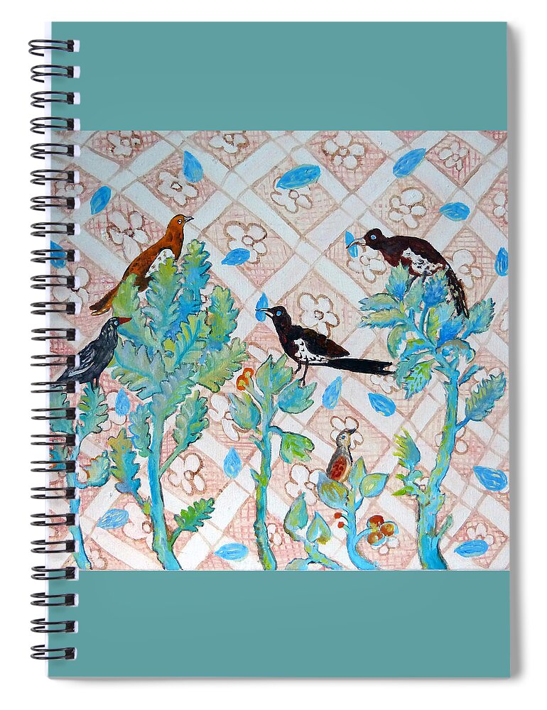 Blue Almonds Spiral Notebook featuring the painting Blue almonds by Elzbieta Goszczycka