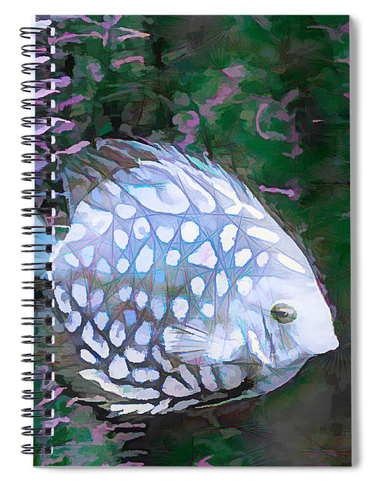 Fish Spiral Notebook featuring the mixed media Blue Angelfish by Rosalie Scanlon