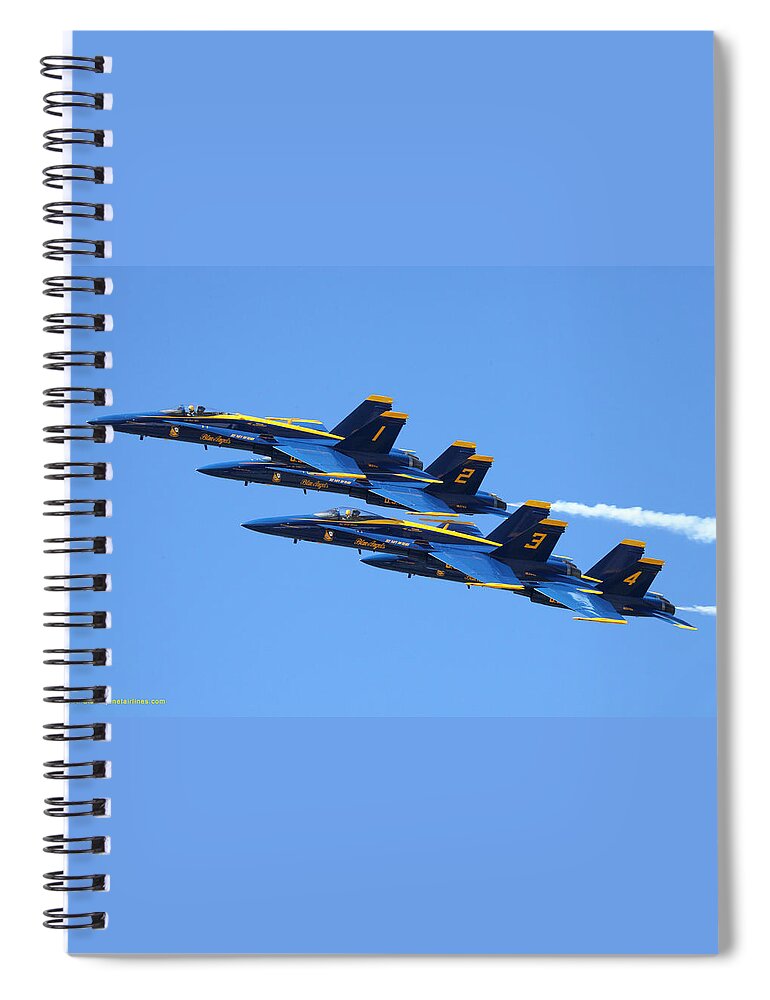 Blue Angels Spiral Notebook featuring the photograph Blue Angels Diamond by Custom Aviation Art