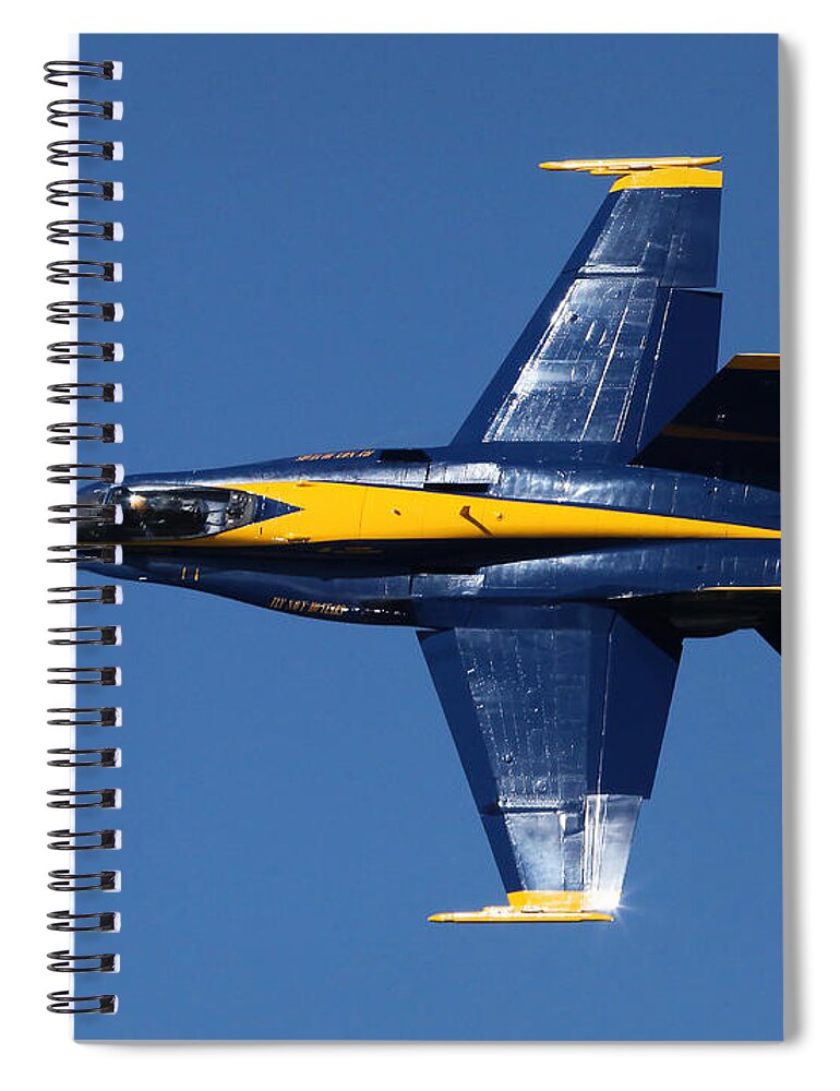 Blue Angels Spiral Notebook featuring the photograph Blue Angels Solo Knife-edge by Custom Aviation Art