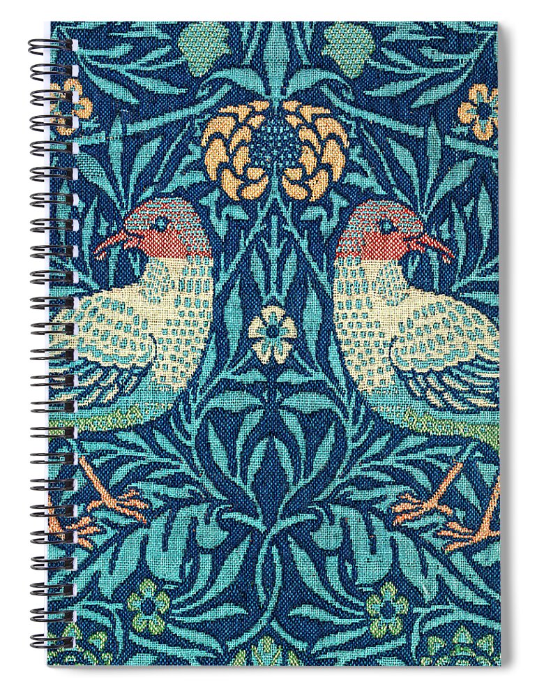 Antique Spiral Notebook featuring the tapestry - textile Blue Bird Tapestry B by Jean Plout