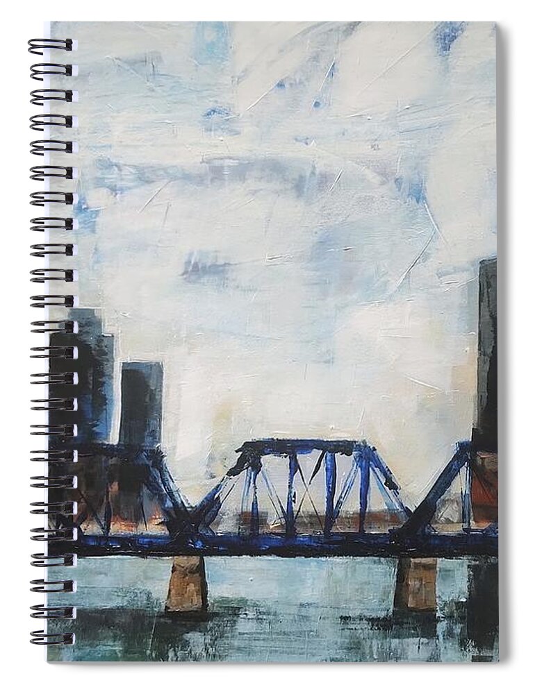 Blue Bridge Spiral Notebook featuring the painting Blue Bridge by Lisa Dionne