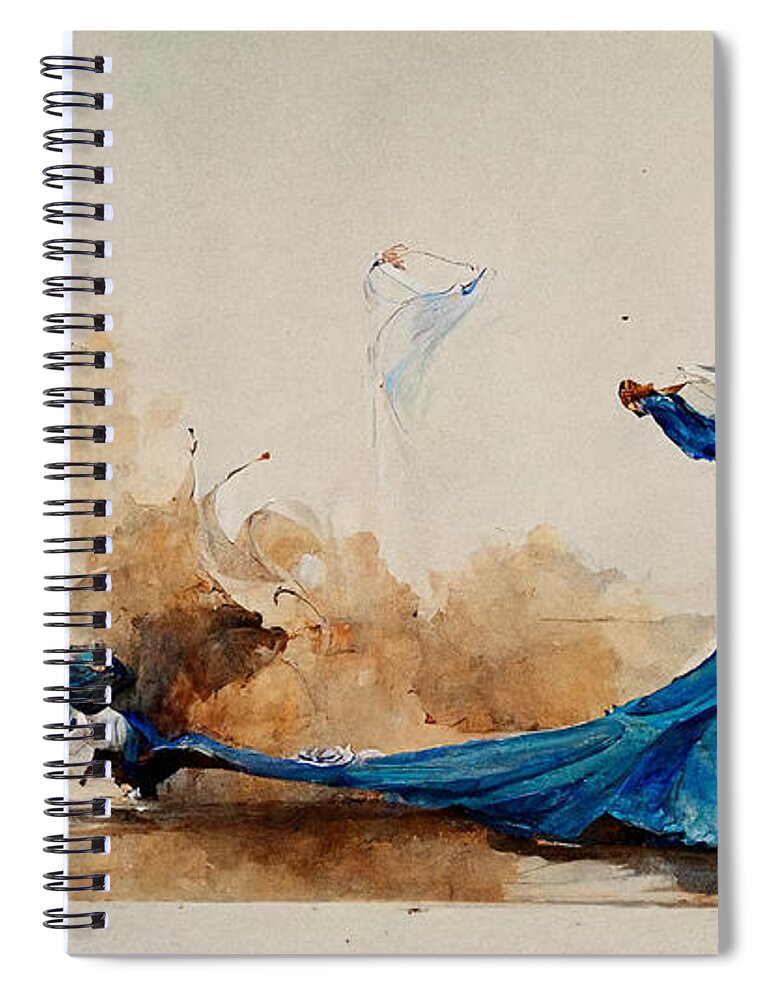 Peacock Spiral Notebook featuring the painting BLUE DERVISH sufi  WATERCOLOR IN THE STYLE OF Winslow f6936aaa 45ad 4ceb a9d7 136daac8 by MotionAge Designs