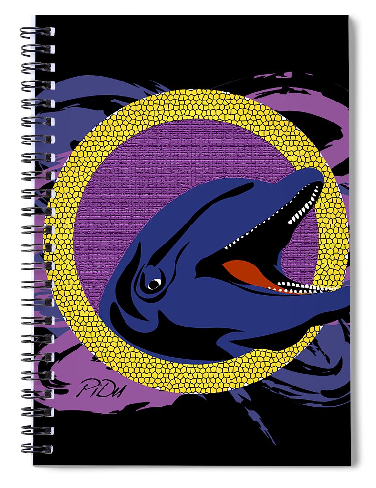 Blue Spiral Notebook featuring the digital art Blue Dolphin by Piotr Dulski