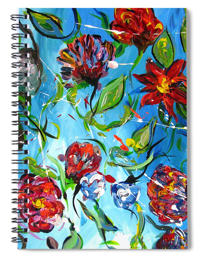 Flowers Spiral Notebook featuring the painting Blue Flowers by Britt Miller