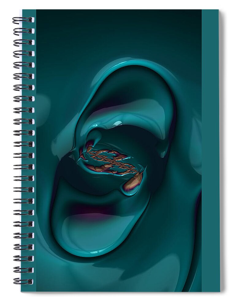 Fractal Spiral Notebook featuring the digital art Blue Glossy Fractal Ear  by Shelli Fitzpatrick