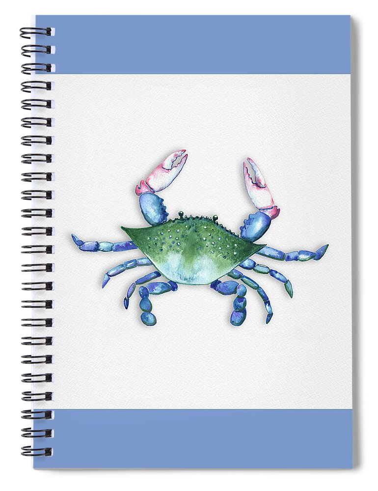 Crab Spiral Notebook featuring the painting Blue, Green, Red Crab by Michele Fritz