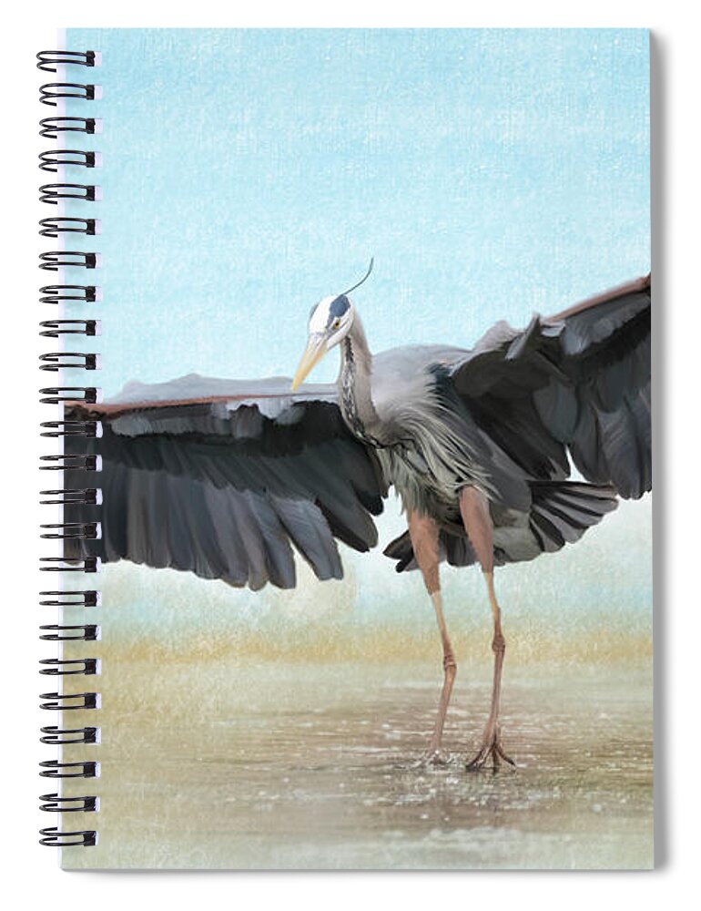 Heron Spiral Notebook featuring the photograph Blue Heron Wings and Surf by Patti Deters