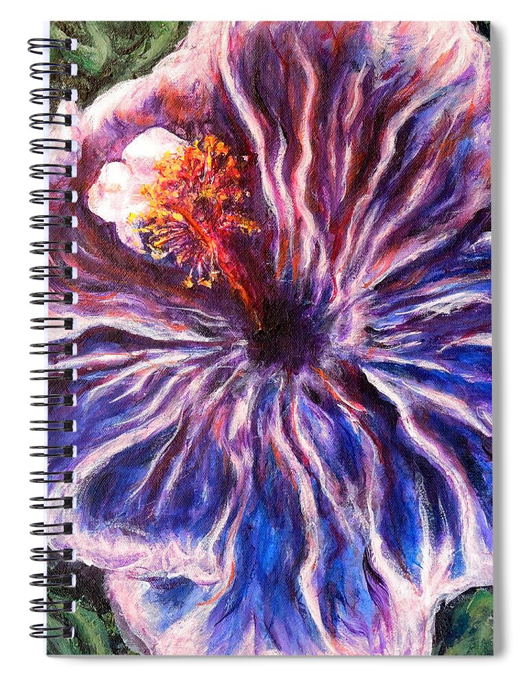 Hibiscus Spiral Notebook featuring the painting Blue Hibiscus by John Bohn