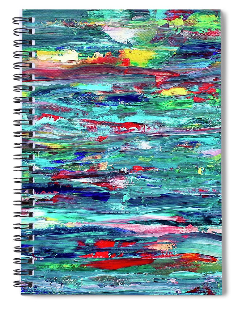 Abstract Spiral Notebook featuring the painting Blue Horizon by Teresa Moerer