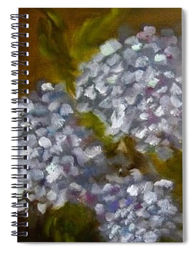 Blue Hydrangeas Spiral Notebook featuring the painting Blue Hydrangeas by Juliette Becker