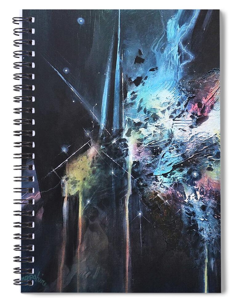  Blue Ice Spiral Notebook featuring the painting Blue Ice Crystals by Tom Shropshire