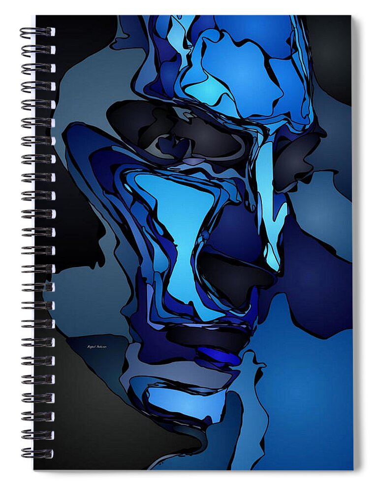 Abstract Spiral Notebook featuring the painting Blue is the New Black by Rafael Salazar
