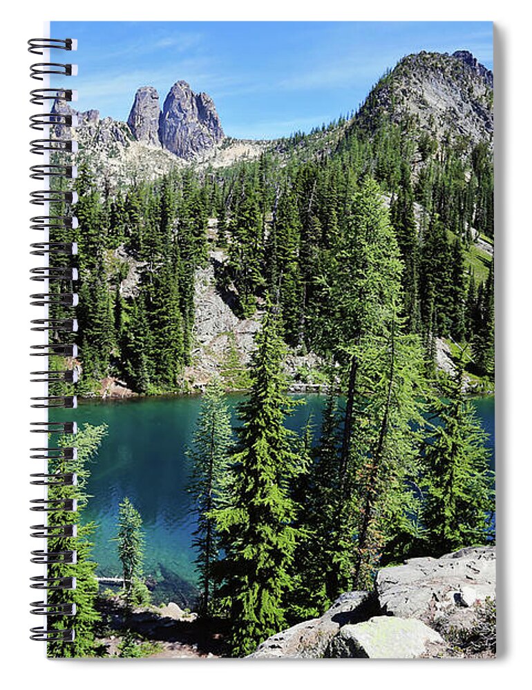 Mountains Spiral Notebook featuring the photograph Blue Lake by Sylvia Cook