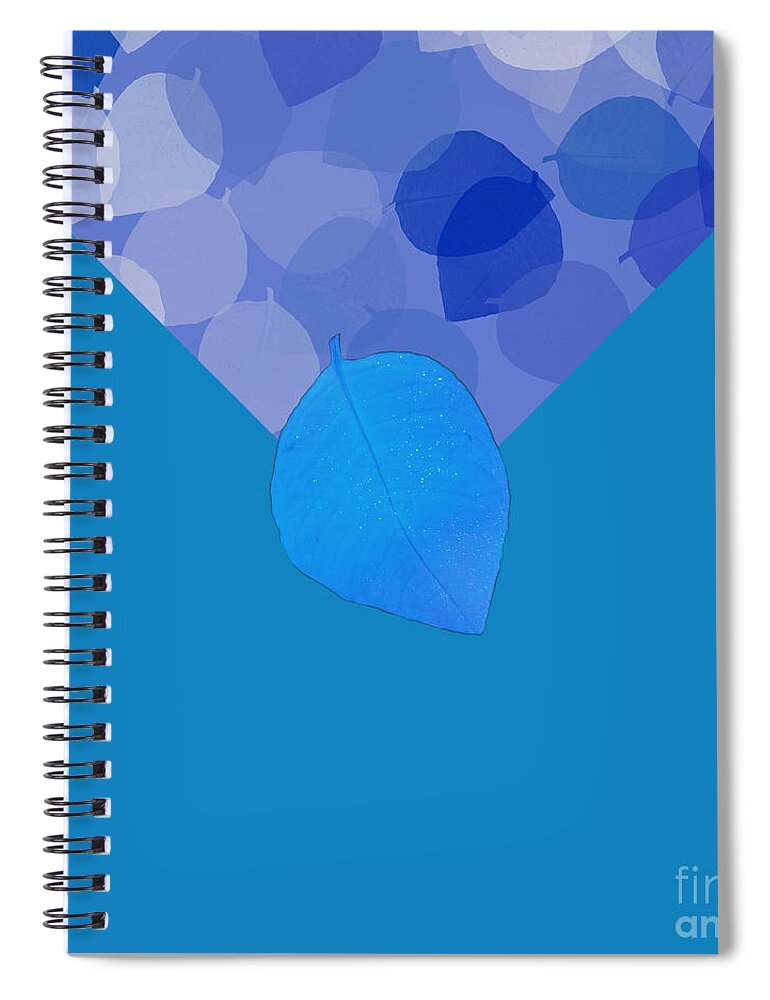 Blue Spiral Notebook featuring the digital art Blue Leaf Collage Design for Bags by Delynn Addams