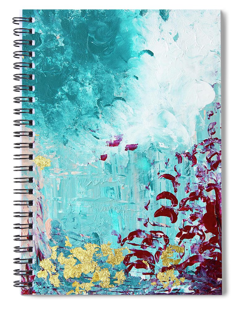 Blue Spiral Notebook featuring the painting Blue Meadow by Linh Nguyen-Ng