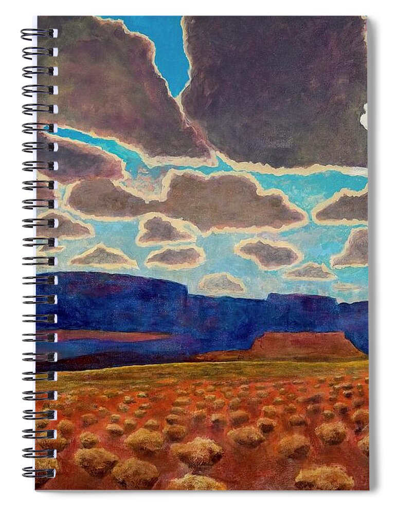 Landscape Spiral Notebook featuring the painting Blue Mesa by Kerry Beverly