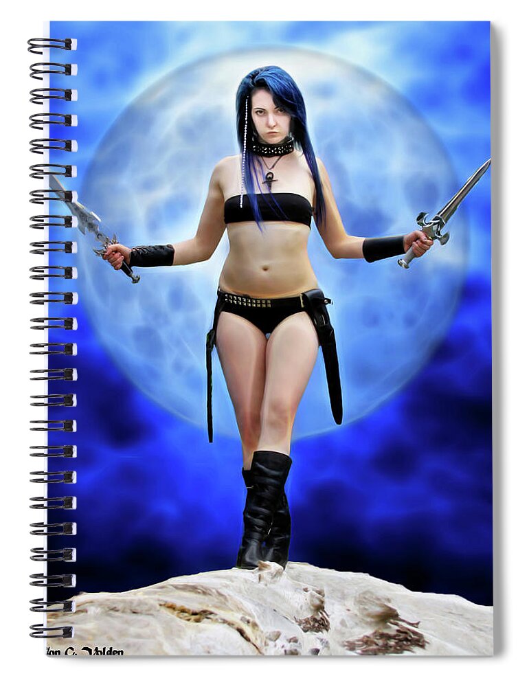 Fantasy Spiral Notebook featuring the photograph Blue Moon short blades by Jon Volden