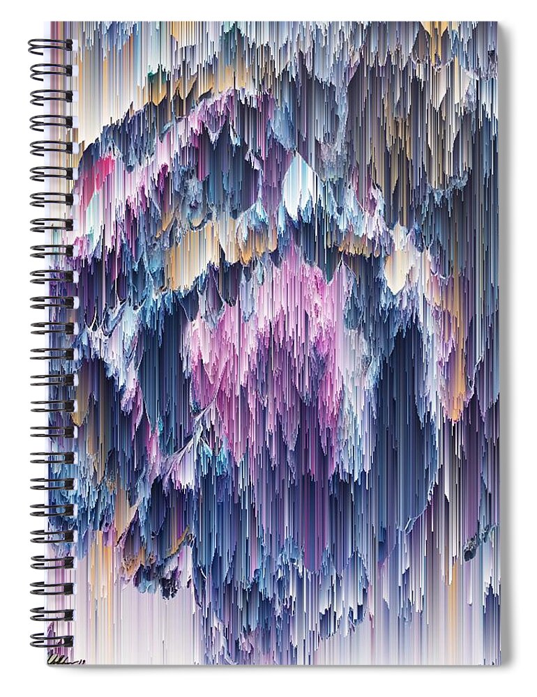 Digital Art Spiral Notebook featuring the painting Blue pixel interpolate by Themayart