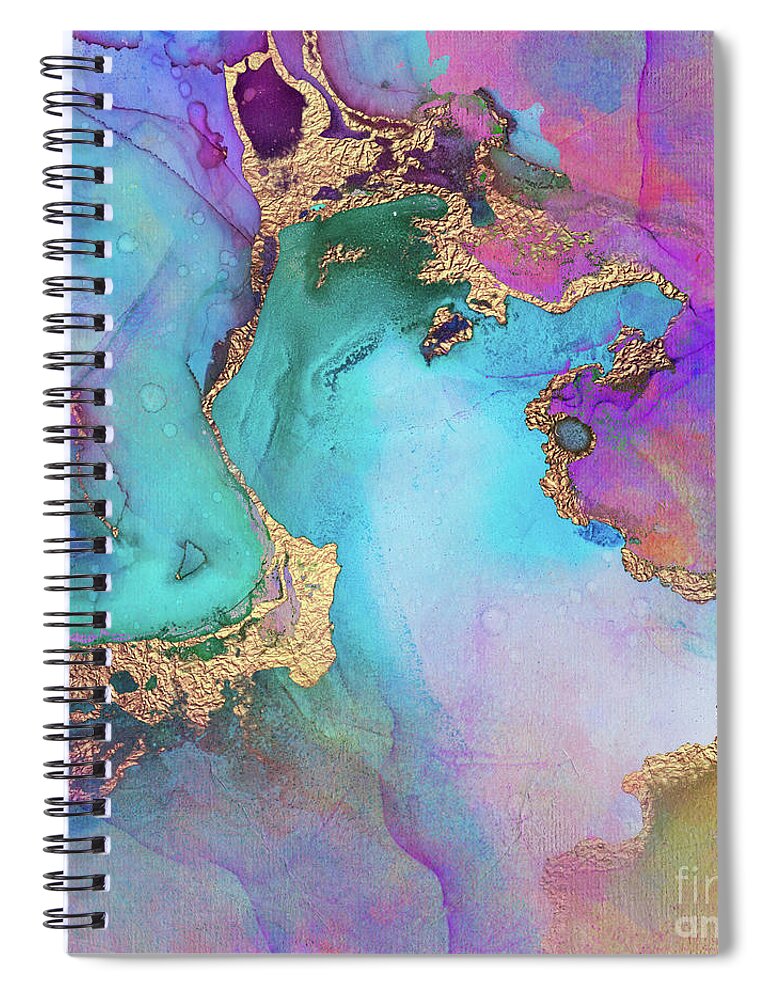 Abstract Art Spiral Notebook featuring the painting Blue, Purple And Gold Abstract Watercolor by Modern Art