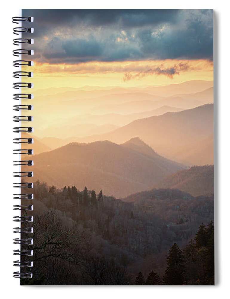 Sunset Spiral Notebook featuring the photograph Blue Ridge Parkway Cherokee NC Winter Sunset Scenic by Robert Stephens