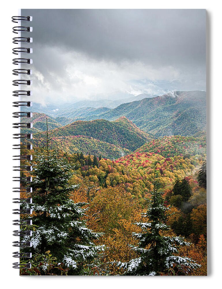 Autumn Spiral Notebook featuring the photograph Blue Ridge Parkway Cherokee North Carolina Fall Winter Scenic View by Robert Stephens