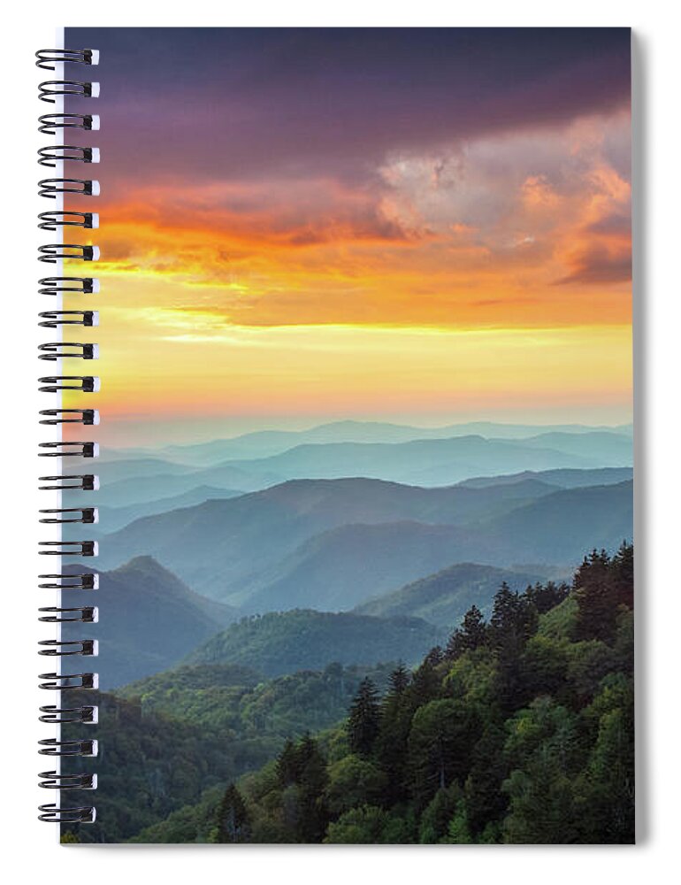 Sunset Spiral Notebook featuring the photograph Blue Ridge Parkway NC Summer Sunset Splendor by Robert Stephens