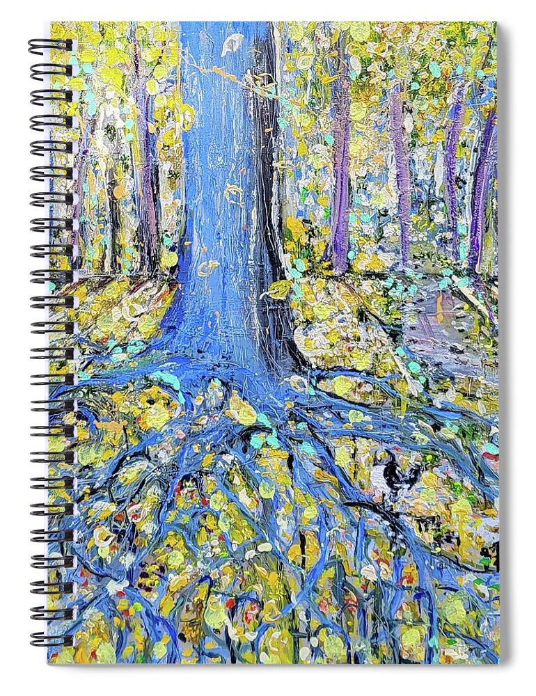 Trees Spiral Notebook featuring the painting Blue Roots by Evelina Popilian