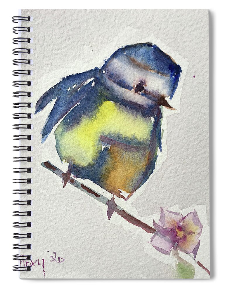 Blue Tit Spiral Notebook featuring the painting Blue by Roxy Rich