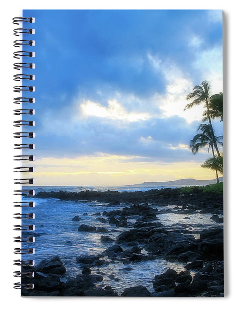 Hawaii Spiral Notebook featuring the photograph Blue Sunset on Kauai by Robert Carter