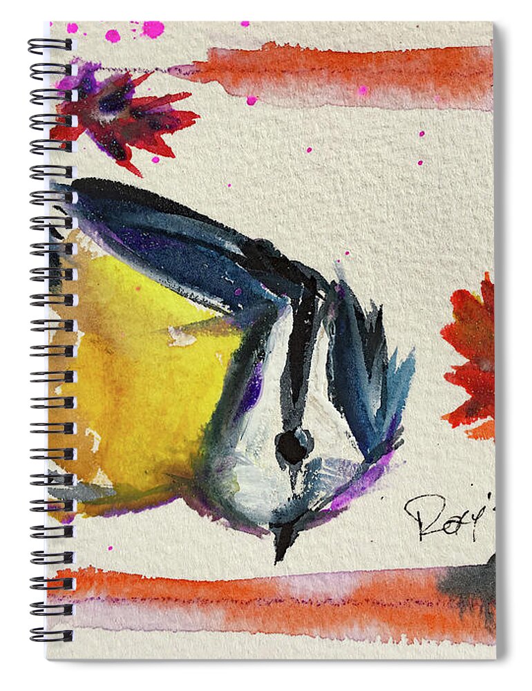 Blue Tit Spiral Notebook featuring the painting Blue Tit by Roxy Rich