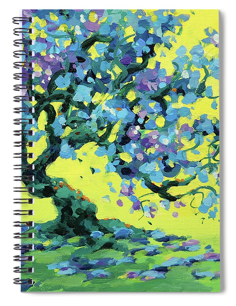 Tree Spiral Notebook featuring the painting Blue Tree by Karen Ilari