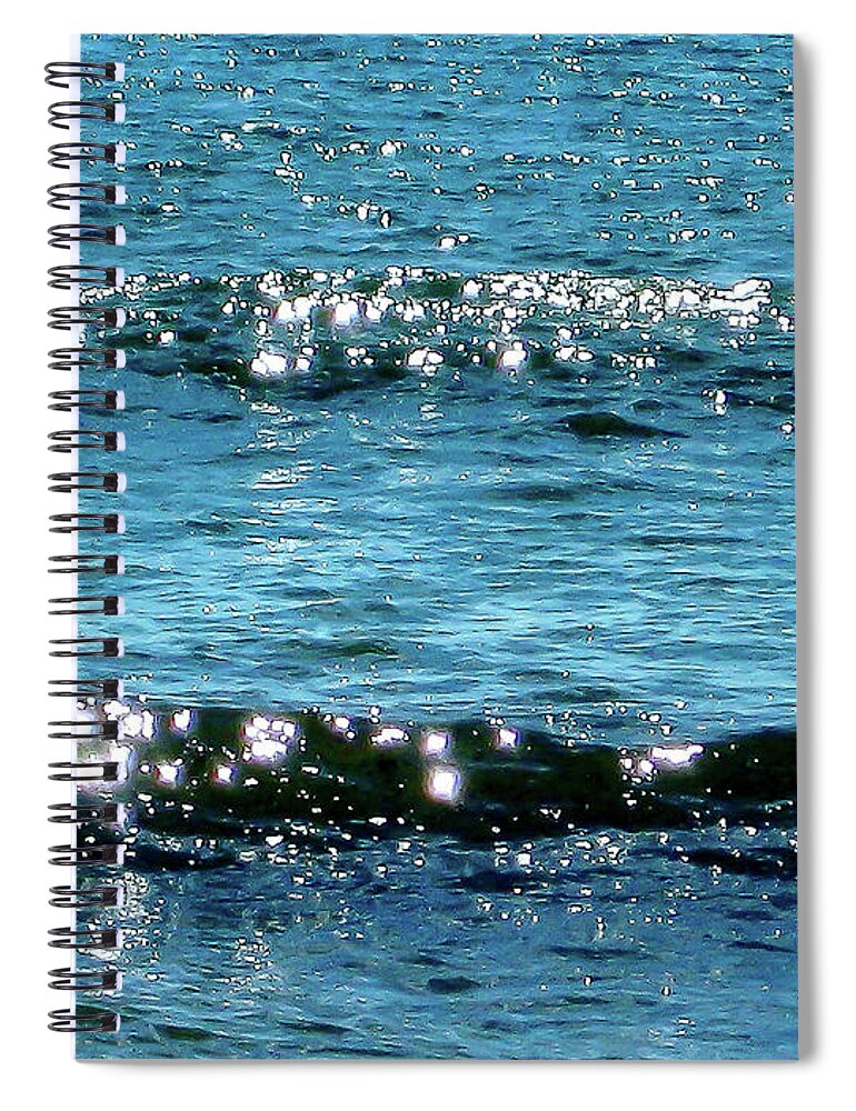  Spiral Notebook featuring the digital art Blue Twinkles 2 by Cindy Greenstein