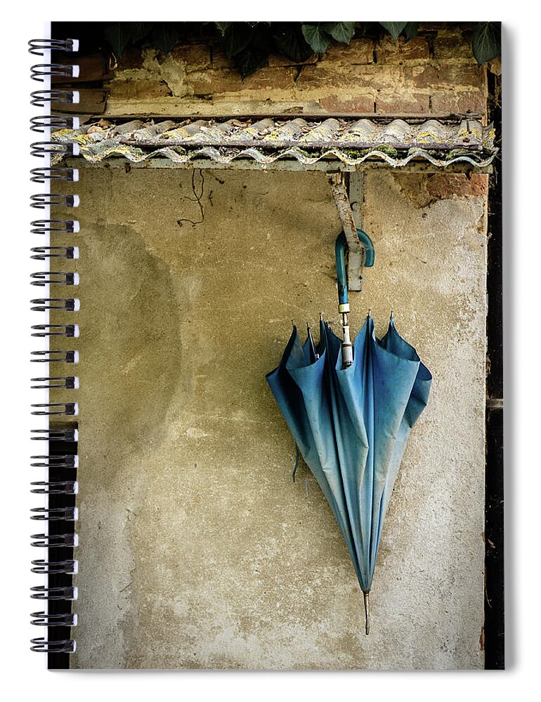Piedmont Spiral Notebook featuring the photograph Blue Umbrella by Craig A Walker