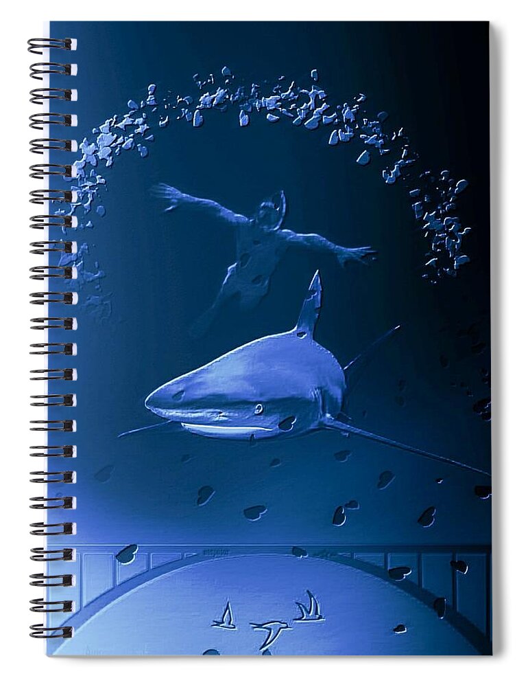 Love Spiral Notebook featuring the digital art Blue Underwater by Auranatura Art