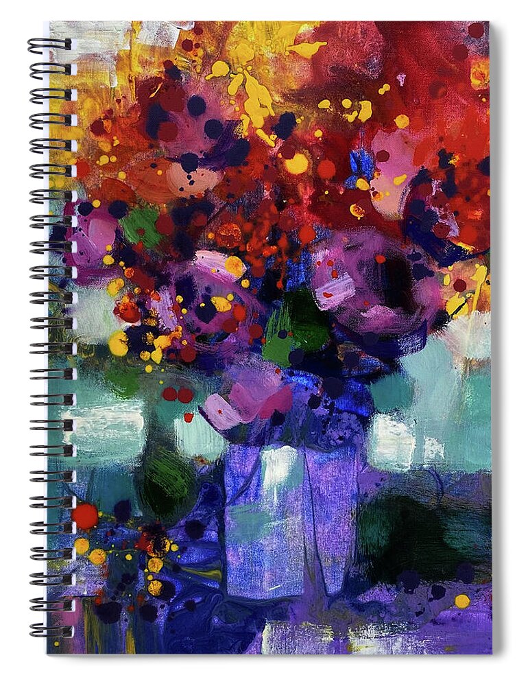 Abstract Spiral Notebook featuring the painting Blue Vase by Farhan Abouassali