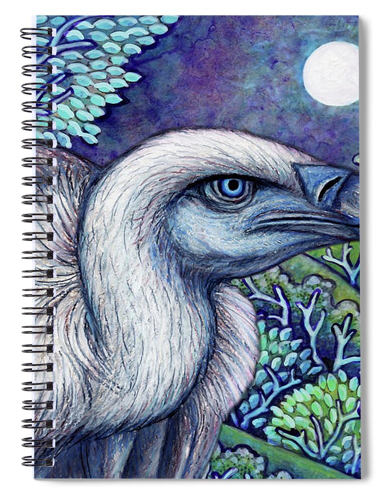 Vulture Spiral Notebook featuring the painting Blue Vulture Moon by Amy E Fraser