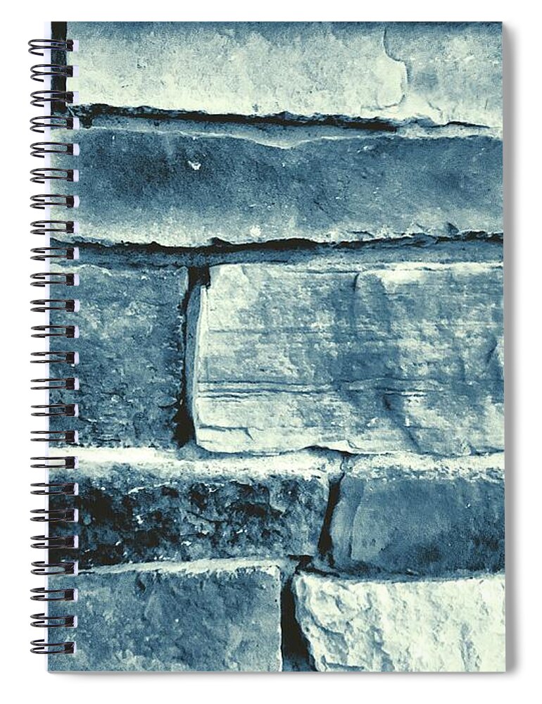 Bricks Spiral Notebook featuring the photograph Blue Wall by Juliette Becker