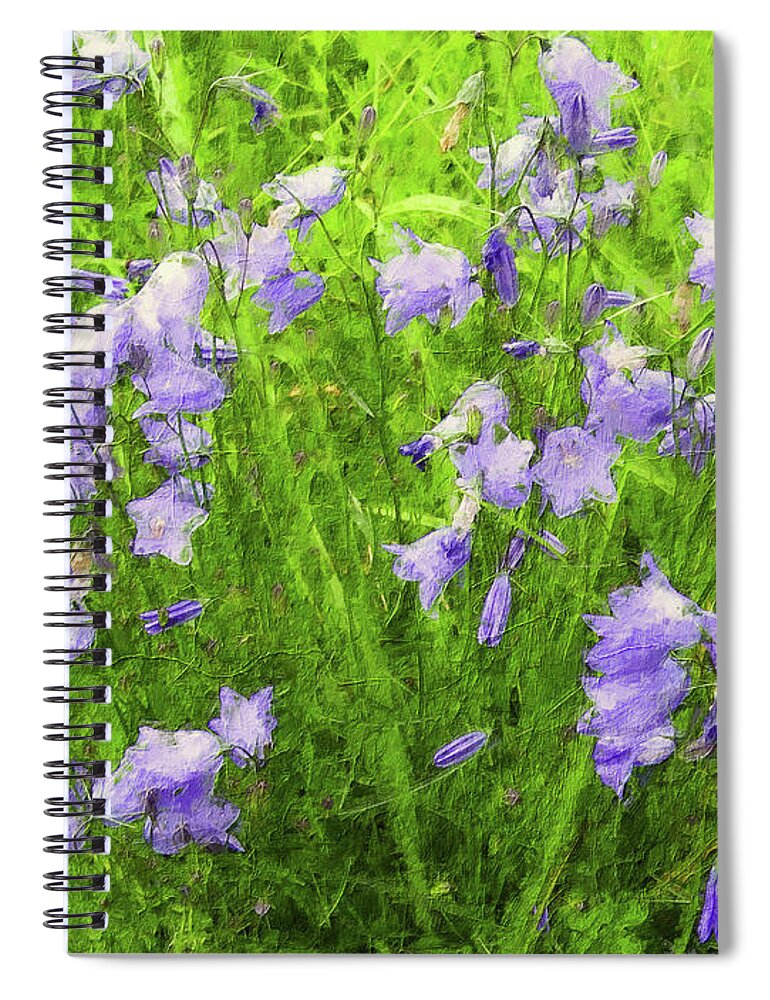 Bluebells Spiral Notebook featuring the painting Bluebells on a Sunny Day by Alex Mir