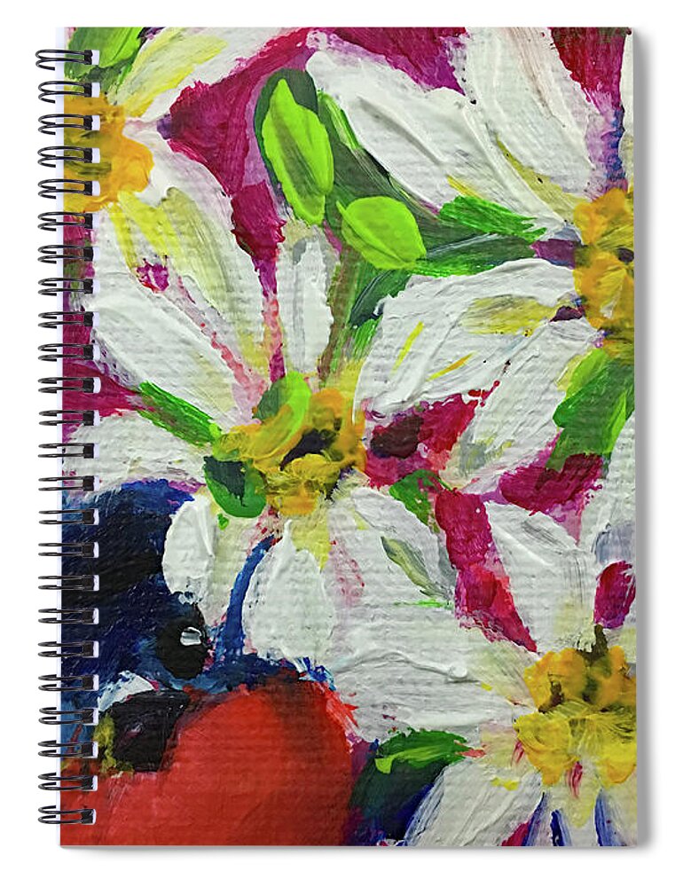 Bluebird Spiral Notebook featuring the painting Bluebird in Daisies by Roxy Rich