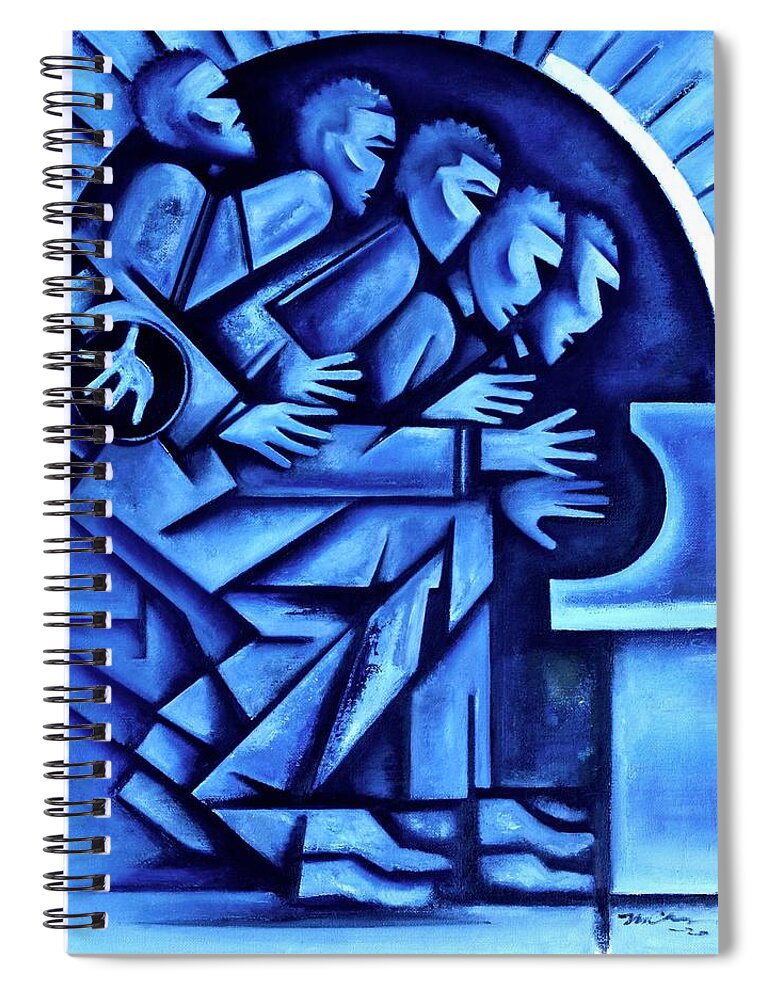 Jazz Spiral Notebook featuring the painting Blues/ Ascent by Martel Chapman