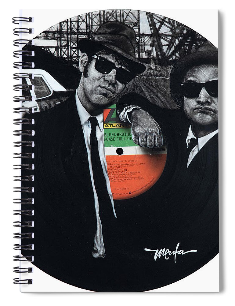 Record Album Spiral Notebook featuring the painting Blues Brothers Briefcase Full Of Blues by Dan Menta