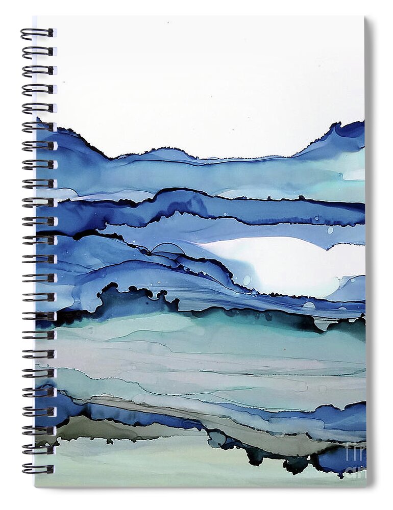Alcohol Ink Spiral Notebook featuring the painting Bluescape 2 by Chris Paschke