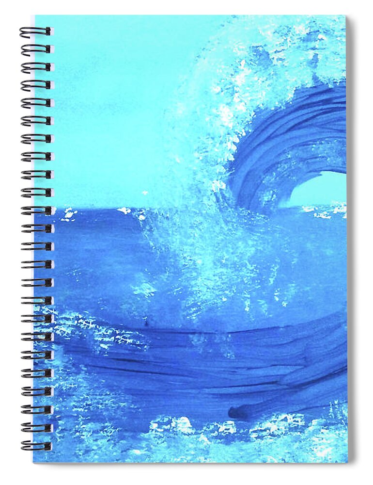 Blue Spiral Notebook featuring the painting BlueWave by Anna Adams