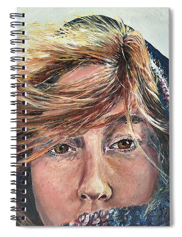 Wind Spiral Notebook featuring the painting Blustery Day by Merana Cadorette