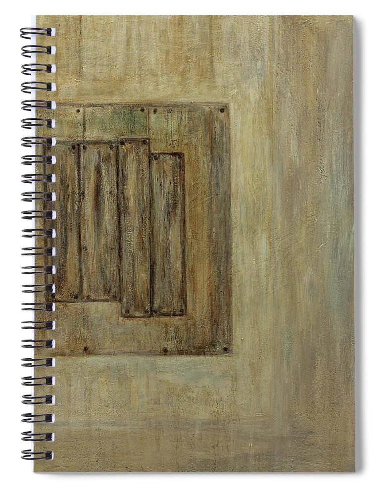 Abstract Spiral Notebook featuring the painting Boarded Windows by Diane Holland SF Int'l Art