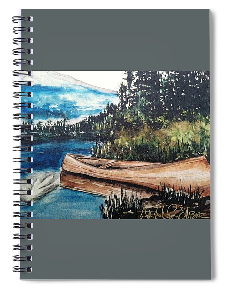  Spiral Notebook featuring the painting Boat by Angie ONeal