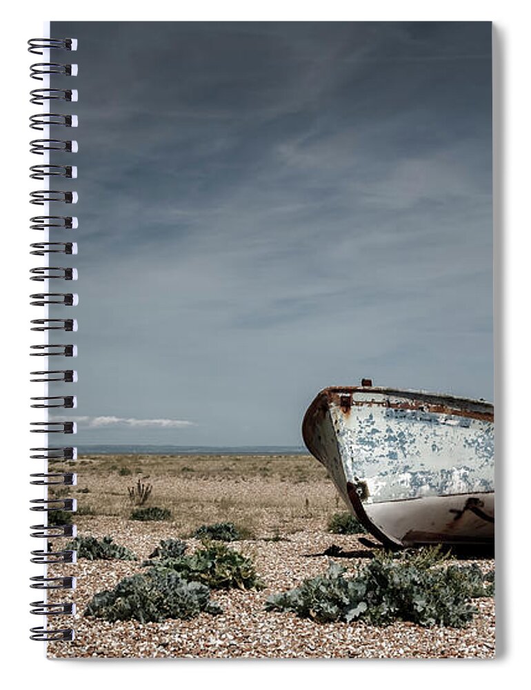 Dungeness Spiral Notebook featuring the photograph Boat On A Beach by Rick Deacon
