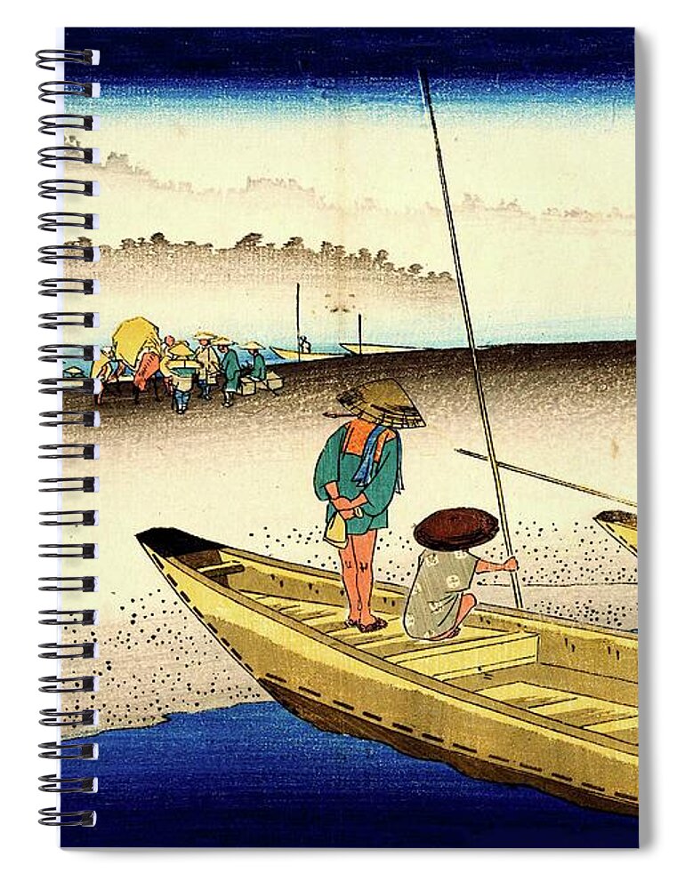 Japan Spiral Notebook featuring the digital art Boats Arriving the Station, Japanese Art by Long Shot